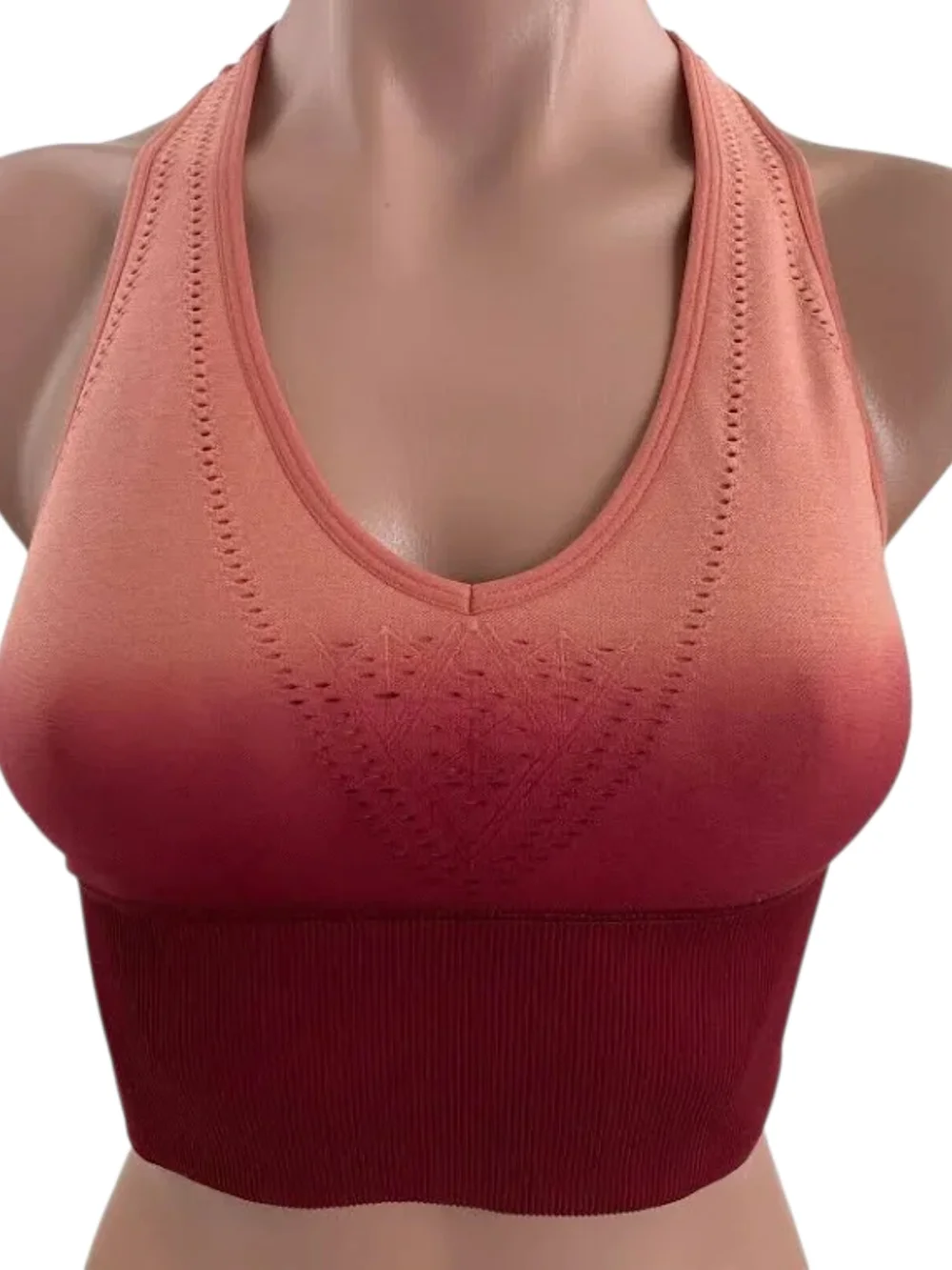 NWOT PINK Victoria's Secret Ombre Seamless Lightly Lined V Sports Bralette Small